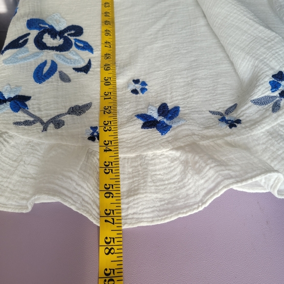 Free People Magda Blue Embroidered White Maxi Dress In Ivory Indigo Size M NWT - Picture 15 of 15